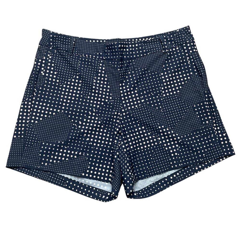 Women's Spanx Sunshine Navy Blue and White Stretch 4" Shorts, Large 16-18